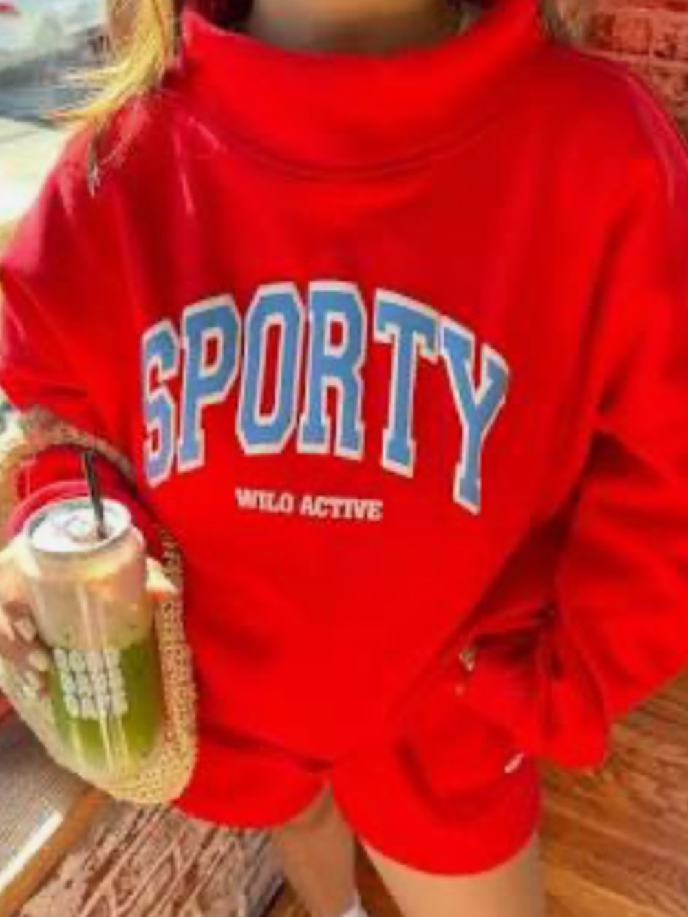 WILO the label! Sporty Red Sweatshirt with matching shorts !! NWT!! L